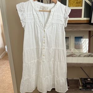 LOFT white Button-Front Midi Dress